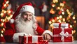 © ibreakstock - Happy Santa Claus portrait with beautiful bokeh background - Christmas, holiday, festive atmosphere