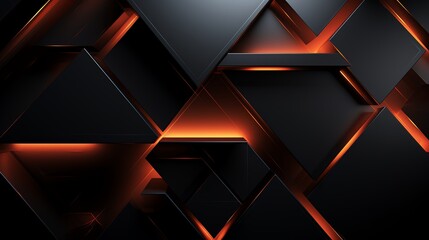 3D wallpaper abstract triangle modern glows orange, black colors
