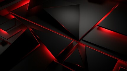 3D wallpaper abstract triangle modern glows red, black colors