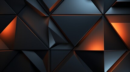  3D wallpaper abstract triangle modern glows orange black