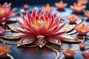 Canvas Print - beautiful lotus flower in pondbeautiful lotus flower in pondlotus flower and lotus flower