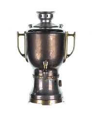 Poster - old steel samovar isolated on white background