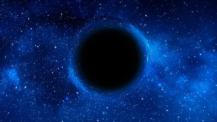 Wall Mural - 3d rendering of a supermassive black hole against a starry sky