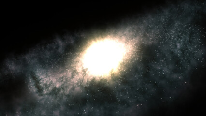 Wall Mural - 3d rendering of a bright galaxy consisting of nebulae and star clusters