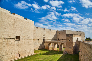 Canvas Print - view of Barletta Castle, Apulia, Italy. Wide angle. Panoramic banner.