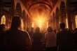 serene moment of devotion in church, Generative AI