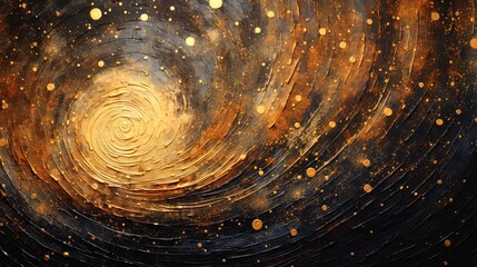 Wall Mural - Golden spiral, gold vortex with light brush strokes for luxury background. Unique and exclusive lavish card for celebration, business, greetings. Surreal, abstract beautiful motion.