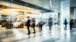 Office building lobby with people motion blur view  