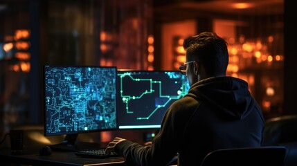 Wall Mural - software engineer brainstorming code solutions generative ai