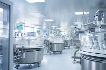 Wall Mural - Production machine factory manufacture equipment pharmaceutical technology laboratory medicine work industrial