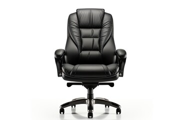 Digitally generated black leather office chair isolated on white background