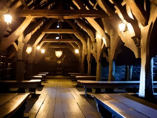 Canvas Print - old wooden church in the night