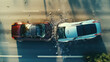 © tashechka - Two cars crash in accident. Top view