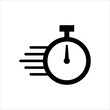 quick time icon, fast deadline, rapid line symbol on white background