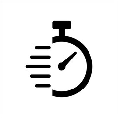 quick time icon, fast deadline, rapid line symbol on white background