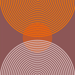 Wall Mural - Seamless Flat Bauhaus Pattern in Red, Orange Colors. Background Rings Lines for Banner, Poster, Website, Placard, Cover, Advertising. Backdrop Vibration Motion Lines. Texture Effect Retro Sun.