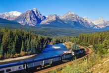Canadian Pacific Railway In Bow Valley At Banff National Park