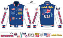 United States Of America Varsity Jacket Template Vector