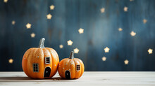 Decorative Pumpkin House With Night Stars Ready For Halloween Festivities
