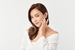 © kitthanes  - Beautiful young asian woman with clean fresh skin on white background, Face care, Facial treatment, Cosmetology, beauty and spa, Asian women portrait.