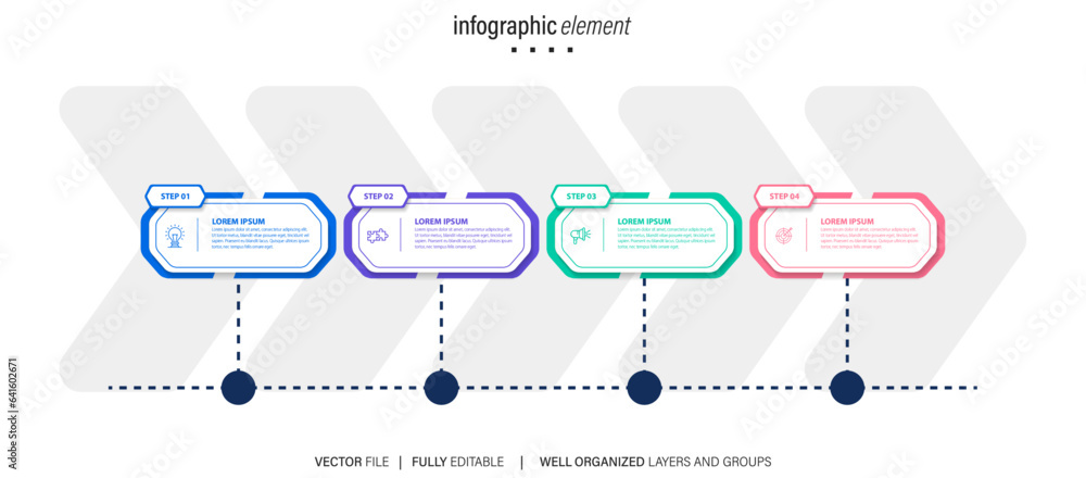 Arrows workflow steps. Global business process graph, step to success ...