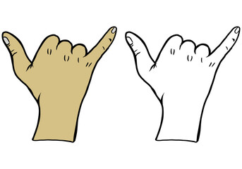 Set of shaka hand vector illustration