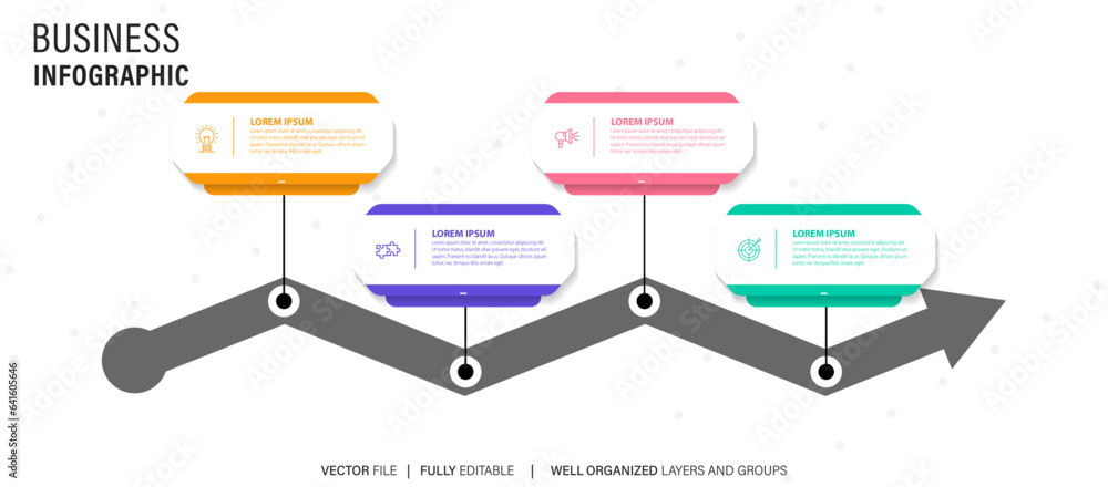 Business presentation with white arrows on white background template ...