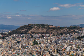 View from Lycabettus Hill viewpoint of the city of Athens Greece.
