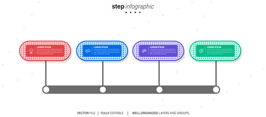 Four steps timeline infographic template vector.
