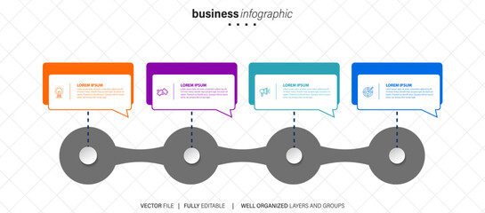 Four steps business infographics template vector.
