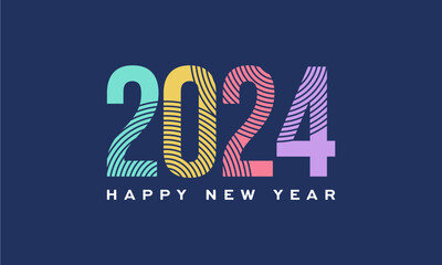 Sticker - Vector 2024 happy new year logo text design 2024 number design template