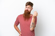 © luismolinero - Redhead man with long beard isolated on white background making Italian gesture