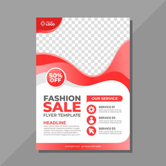 Wall Mural - Fashion sale flyer template with red wave