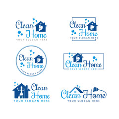 Wall Mural - Clean House logo designs concept, Set of Cleaning Service logo template