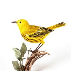 Wall Mural - Yellow warbler bird isolated on white background.