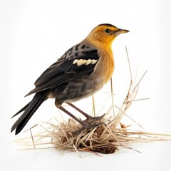 Wall Mural - Yellow-headed blackbird bird isolated on white background.