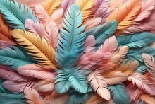 Pastel Feather Background, Pastel Feather Wallpaper, Feathers Background, Feather Texture, Feathers Pattern, AI Generative