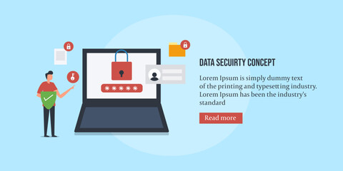 Wall Mural - laptop screen with secure password login panel access padlock, secure online storage data and docume