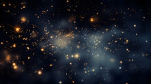 Abstract Space Background With Blue And Gold Stars And Nebula. 3d Rendering.