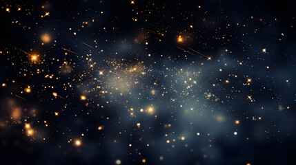 Abstract space background with blue and gold stars and nebula. 3d rendering.