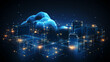 Cloud computing transfer big data on internet. futuristic digital technology