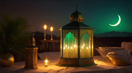 Wall Mural - islamic lantern gold for element islamic event and celebration