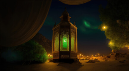 Wall Mural - islamic lantern gold for element islamic event and celebration