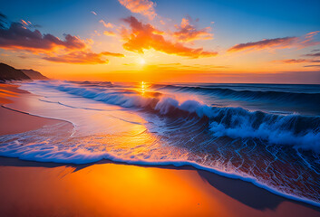 Wall Mural - Beautiful beach landscape at sunset