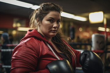 Wall Mural - Woman training boxing at gym