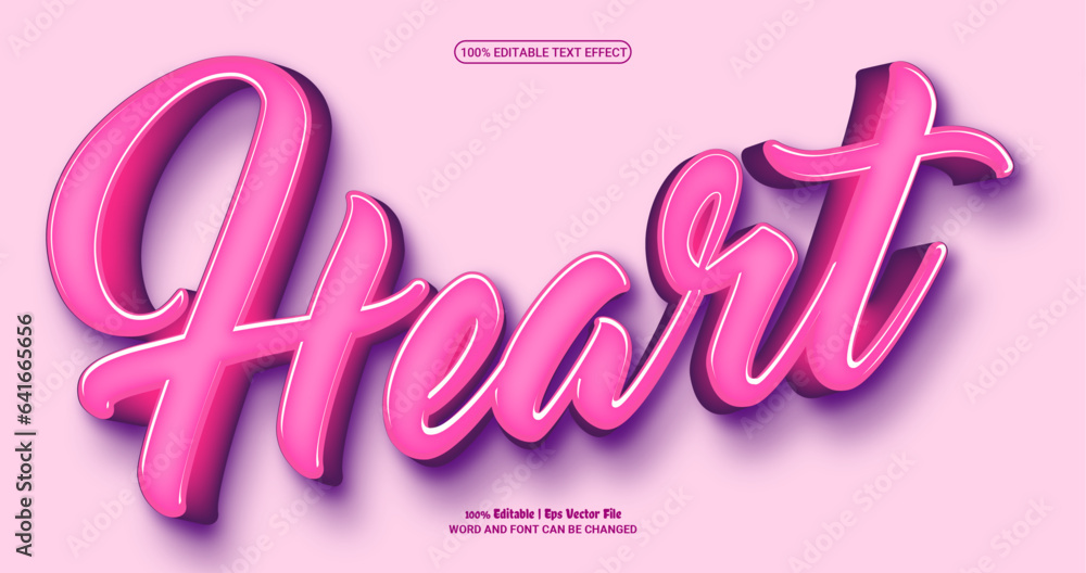 Heart 3d editable premium vector text effect Stock Vector | Adobe Stock