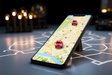 Smartphone map application for car navigation on the road