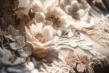 Elegant Flower Embroidery On Wedding Dress. 