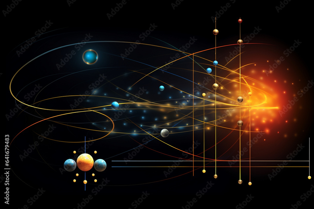 Abstract representation of electrons' energy levels in an atom ...
