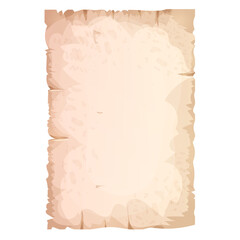 Wall Mural - old parchment paper, page empty medieval letter in cartoon style isolated on white background. game 
